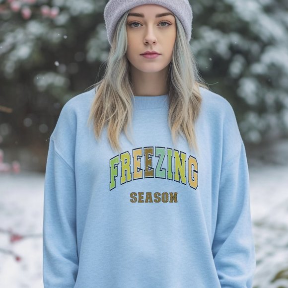 Freezing Season White Long Sleeve Crewneck Unisex Sweatshirt - Picture 4 of 5